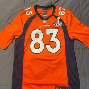 Nike Broncos Orange and Blue Football Jersey